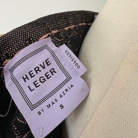 HERVE LEGER BY MAX AZRIA GEOMETRIC PEPLUM MIDI SKIRT - Picture 5 of 6